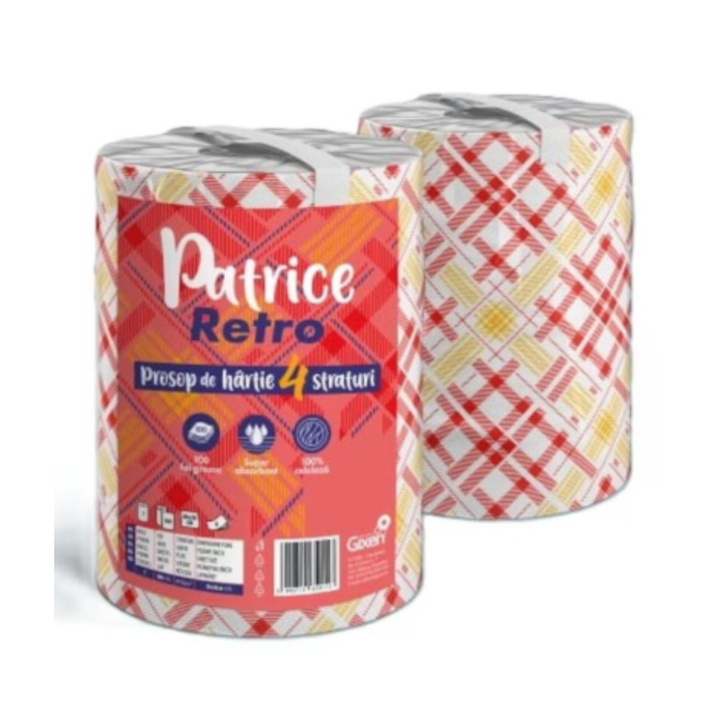 Prosoape de bucătărie Patrice Retro – 4 straturi, 1 rolă, 100 foi