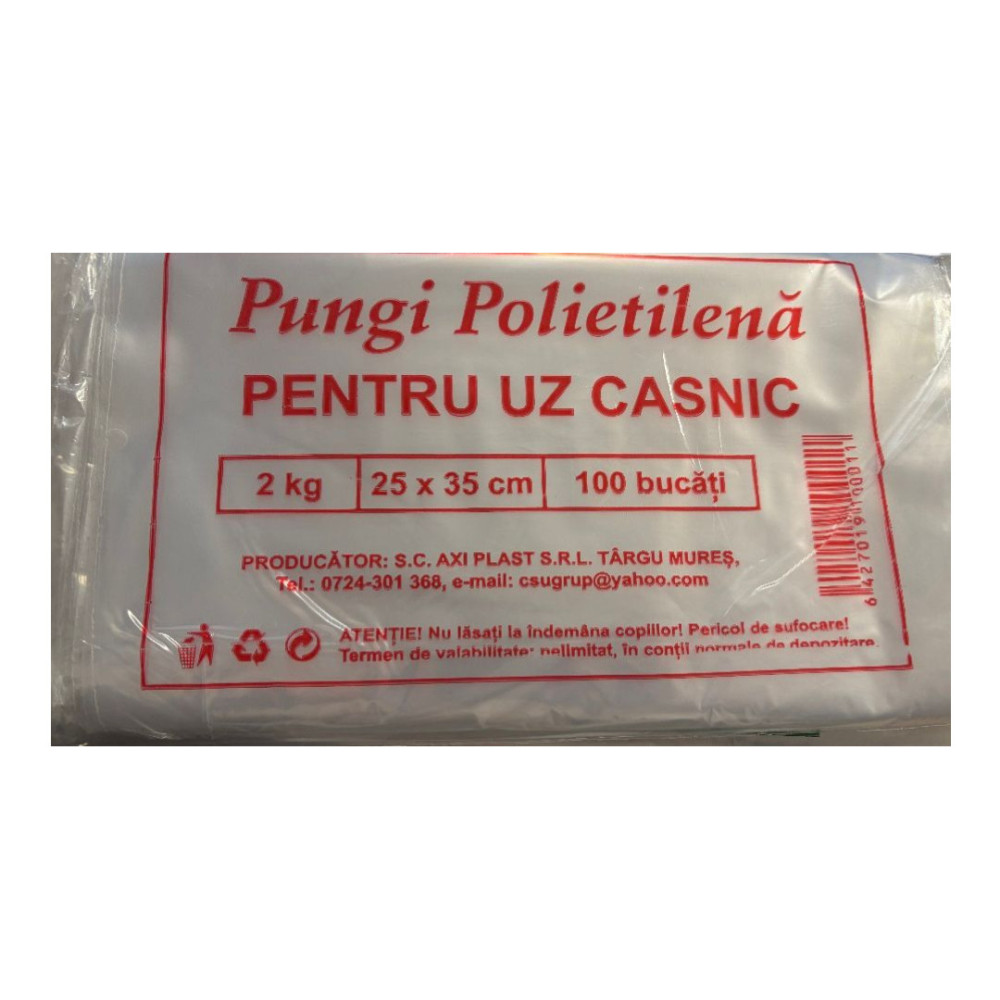 Pungi din polietilenă pentru uz casnic, 2 kg